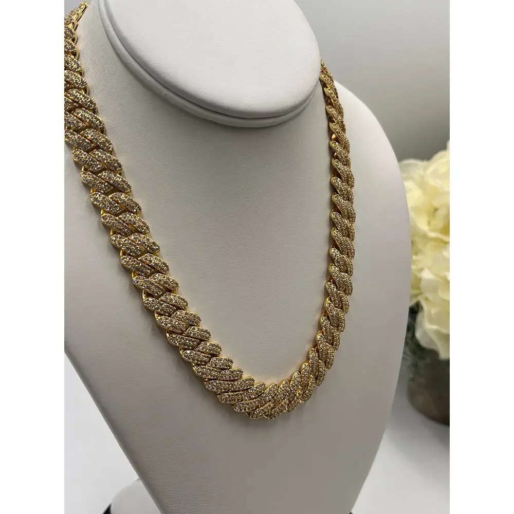Gold Presidents Designer‎ Pres Cuban Link Cubic Zirconia 18k Gold Plated (12MM)